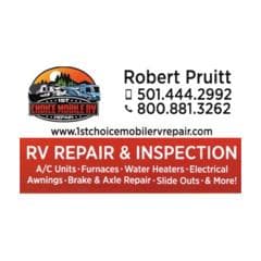 First Choice Mobile RV Repair is a Certified RVTAA Technician and a Certified NRVIA Inspector serving Tucker, AR and surrounding areas within 150 miles