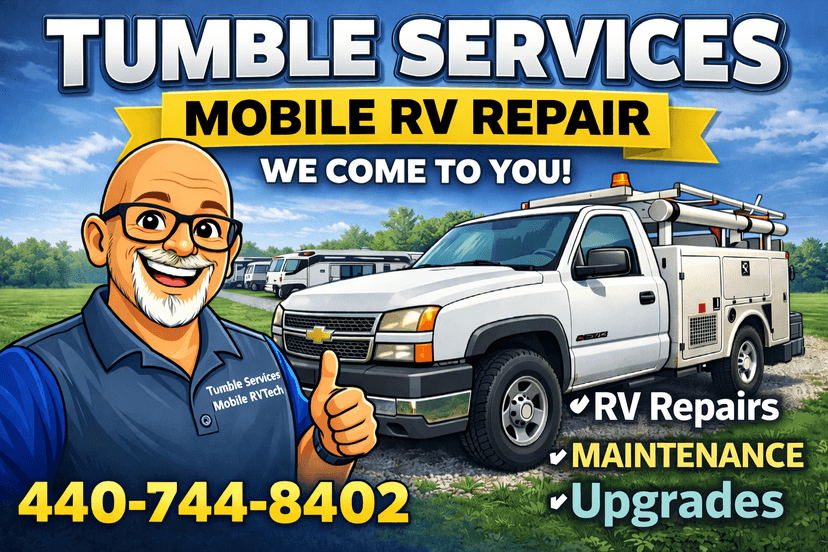 Tumble Services Mobile RV Tech is a Registered RVTAA Technician serving Andover, Ohio and surrounding areas within 100 miles