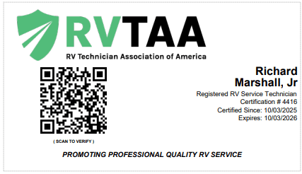 Rich Marshall is a Registered RVTAA Technician serving Columbus, OH and surrounding areas within 38 miles