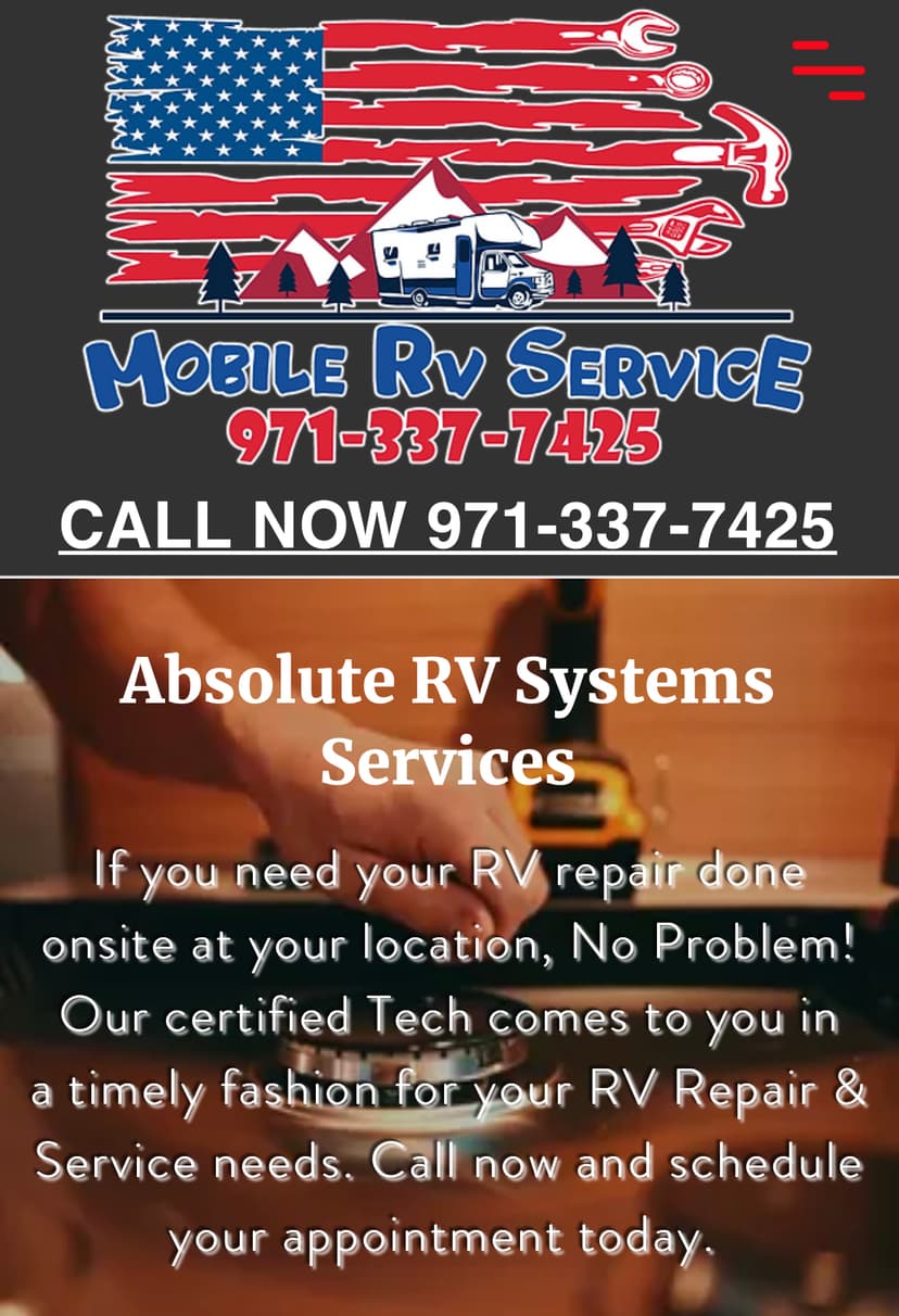 Absolute RV Systems Services is a Certified RVTAA Technician serving Salem, OR and surrounding areas within 50 miles
