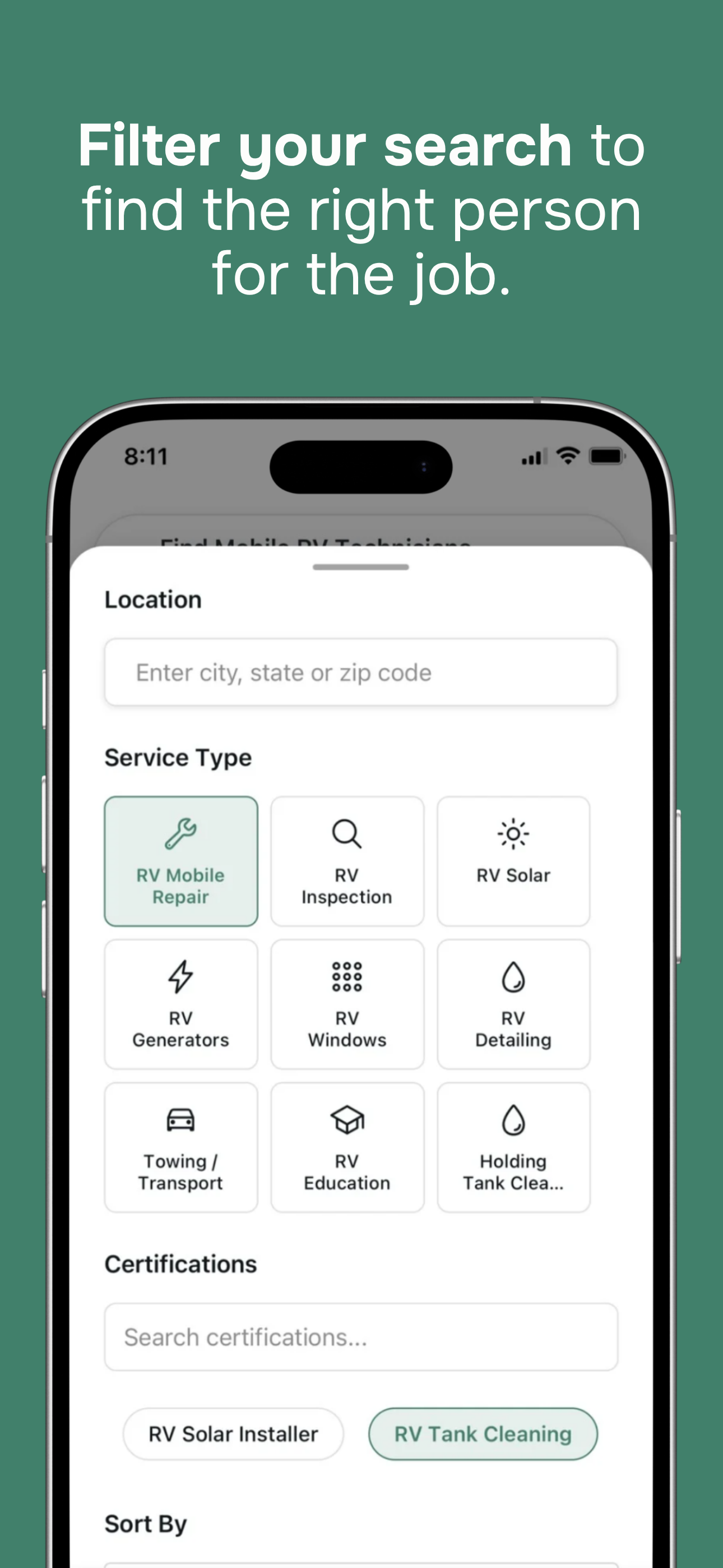 RV Help app maintenance checklist feature