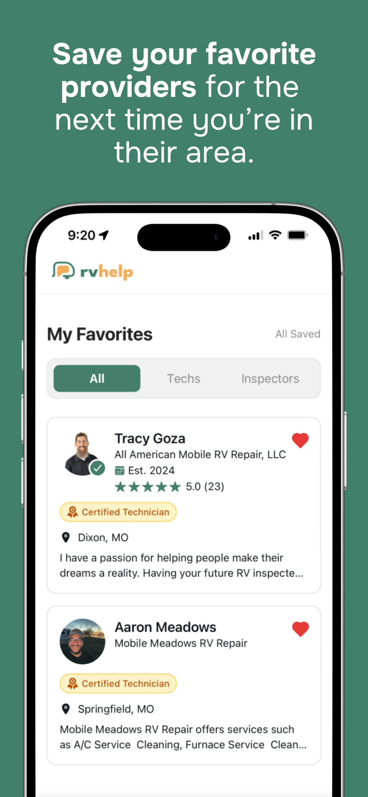 RV Help app notifications for upcoming service